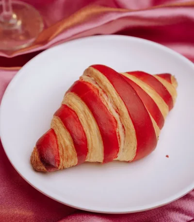 Freshly baked Cherry Croissant in Pokhara filled with real cherries, available at Kathmandu Fresh Bakery.