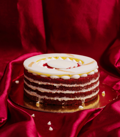 Best Red Velvet Cake in Pokhara with cream cheese frosting, available at Kathmandu Fresh Bakery